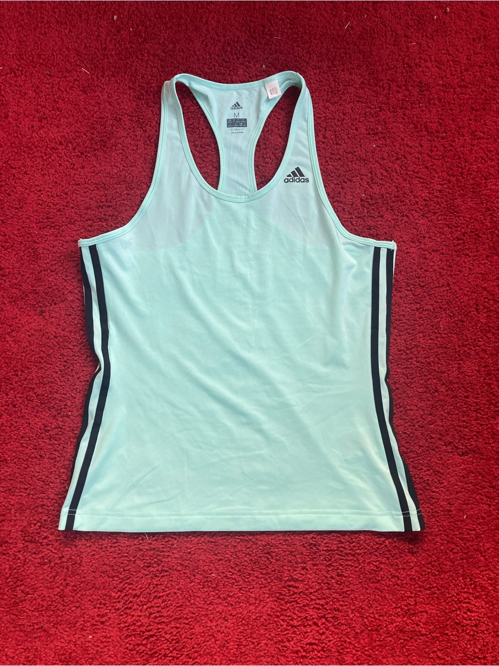 adidas Women's Mint Racerback Tank with Side Stripes - Picture 1 of 4